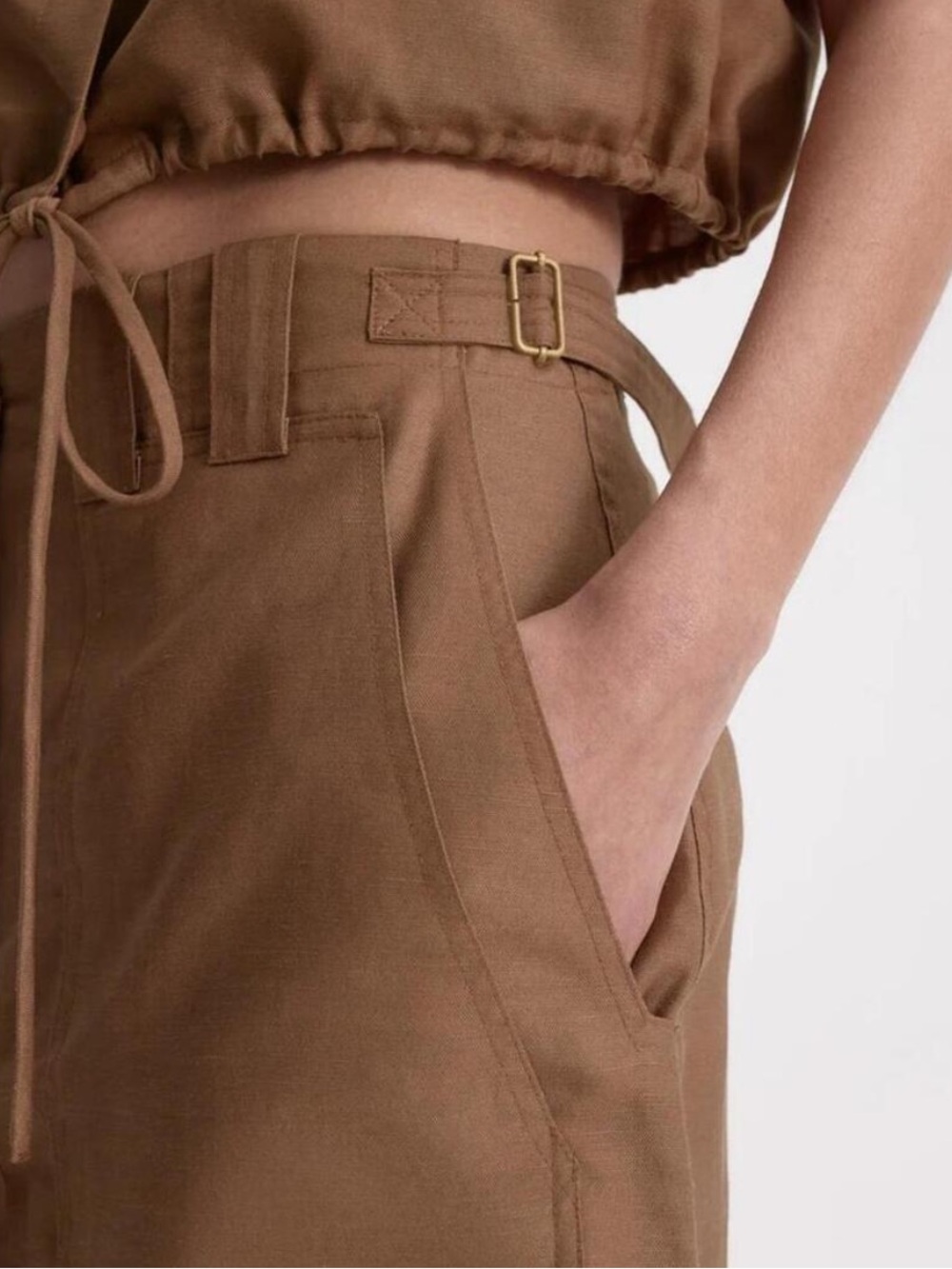 NWT matching set scanlan Theodore linen set cargo camisole+  cropped cargo pants - Picture 11 of 14